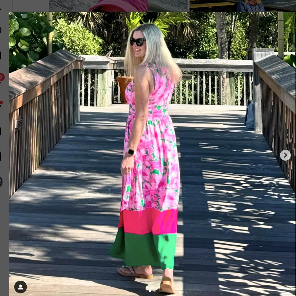 Lilly Pulitzer Leif Maxi Set Hibis Kiss Pink Green Size 8 - Picture 6 of 16